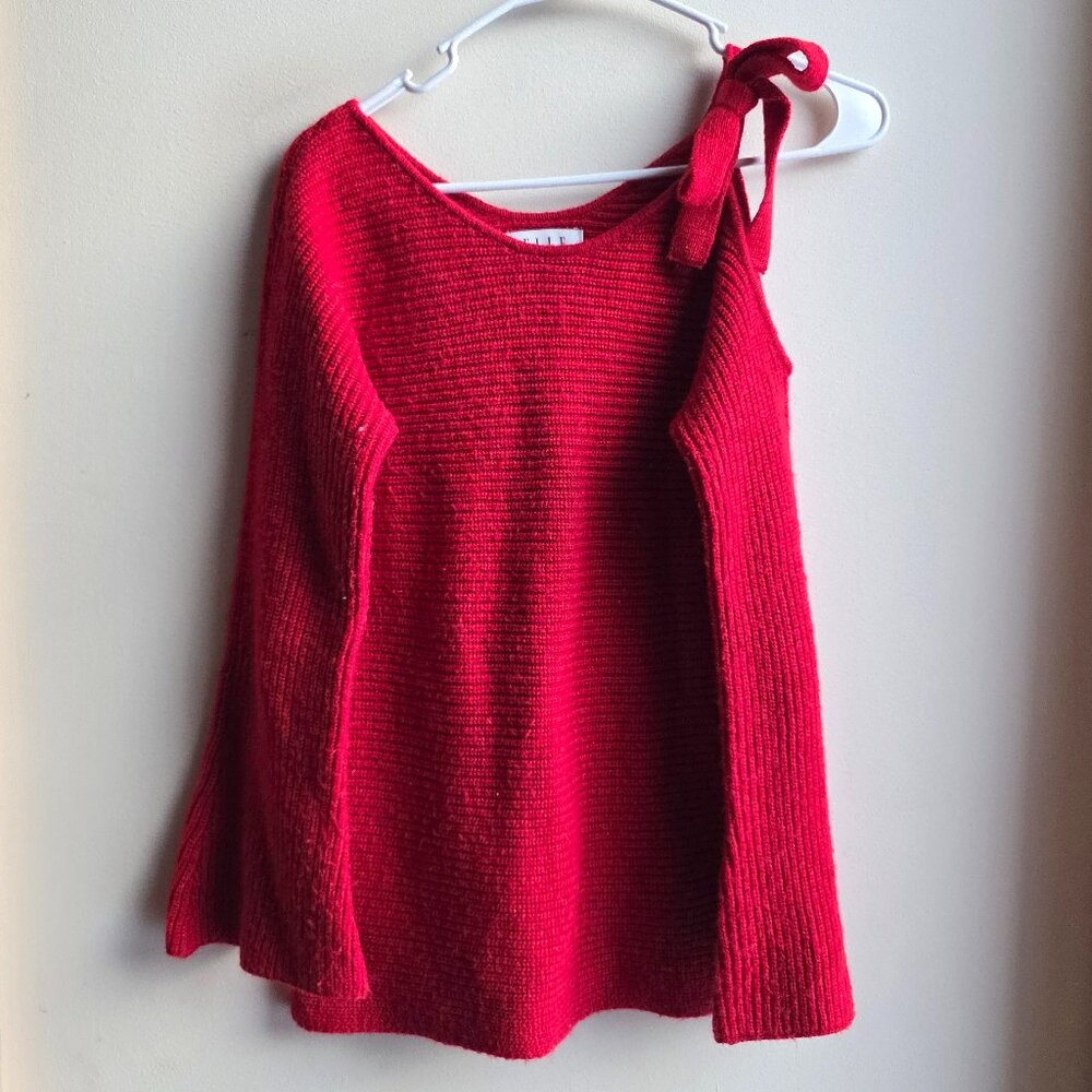 Elle Red Off The Shoulder Ribbed Sweater Size XS